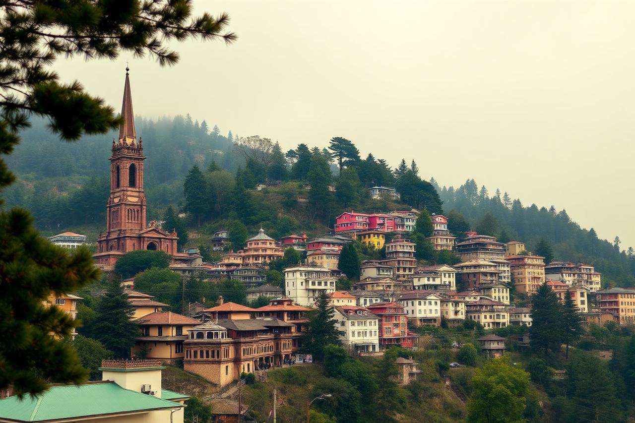 Shimla, Himachal Pradesh — the colonial hill town with Christ Church above pine slopes